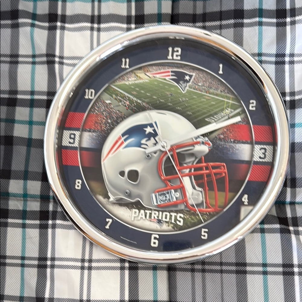 Patriots Wall Clock with Silver Frame